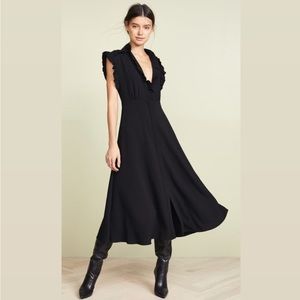 IRO hurray black midi dress FR 32 US 0